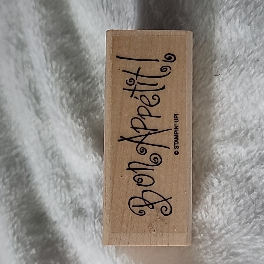 Phrase: Bon Appetit Wooden Rubber Stamp